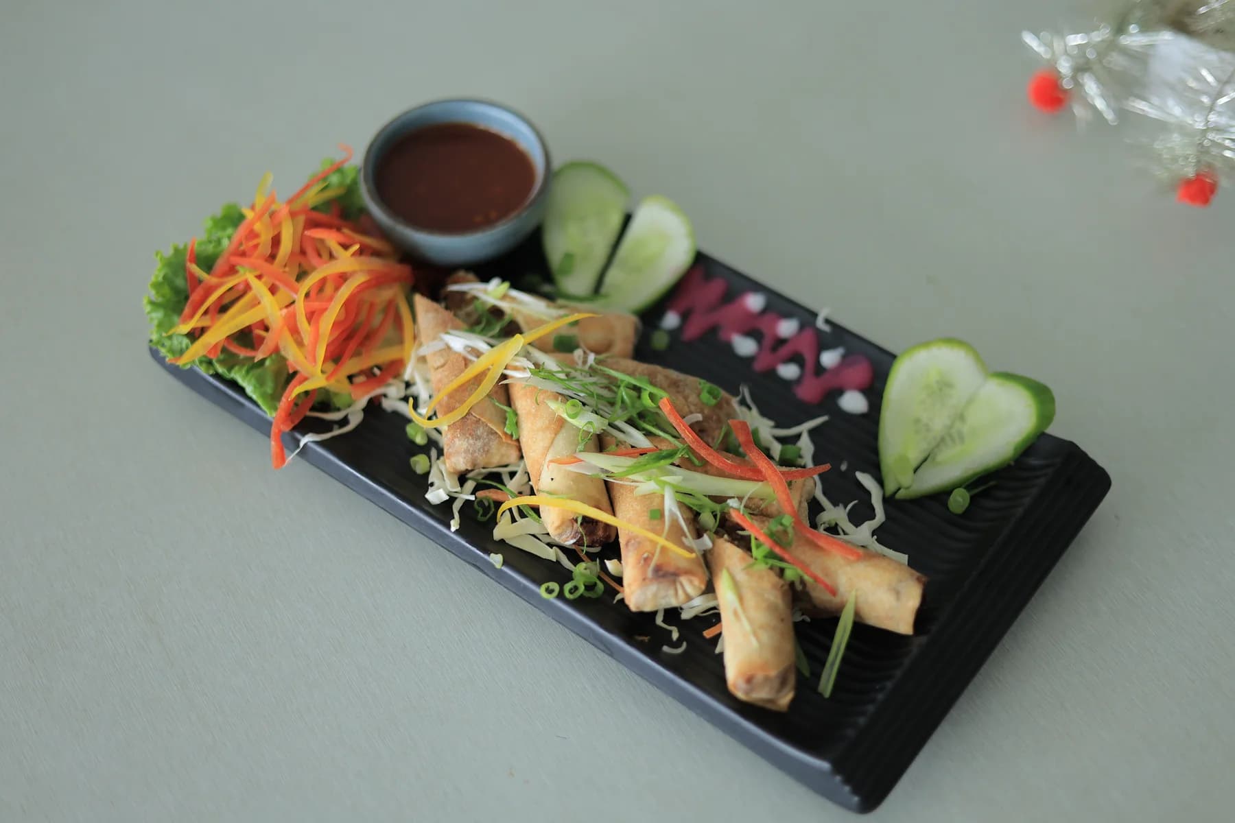 Veg Spring Rolls served at Dolphin Fun & Food